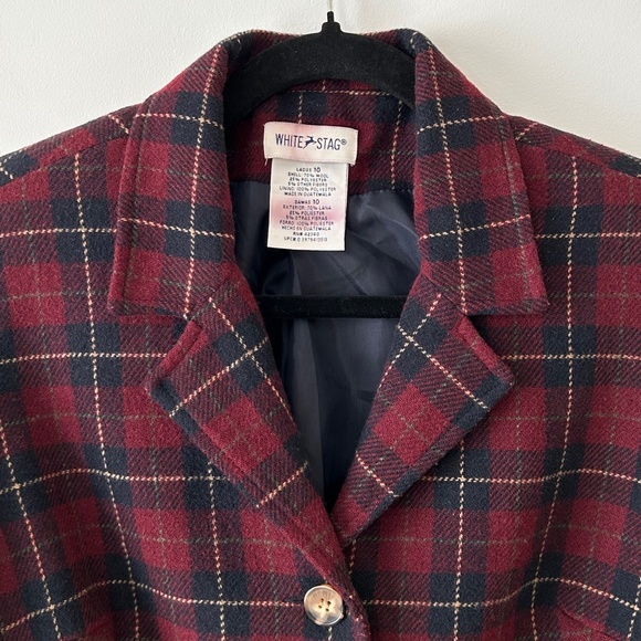 Vintage White Stag Plaid Wool Blazer - Picture 5 of 16